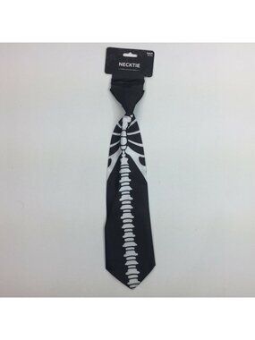 Skeleton Spine Halloween Costume Child's Novelty Necktie Polyester Black White